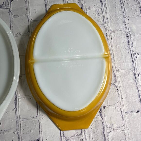 Pyrex Casserole Dish with Decorative Lid Butterfly Gold Divided Oven Baking Only - Picture 5 of 11